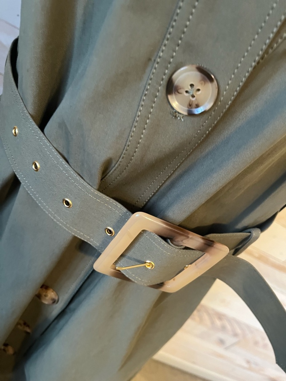 Tuckernuck Olive Green Sleeveless Button Midi Dress with Belt - Picture 4 of 12